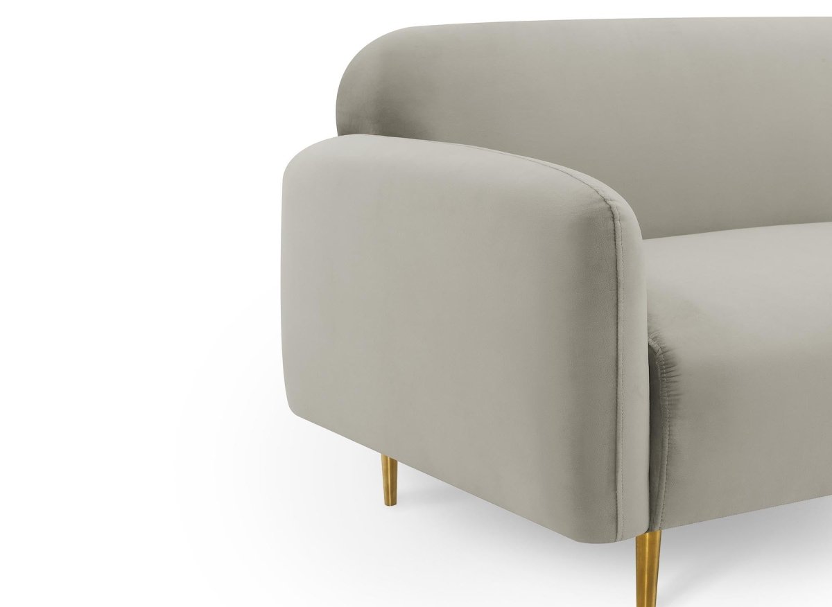 Canapé fixe 3 places en velours beige MARILYNE - DécoInParis