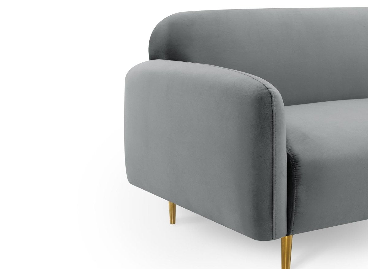 Canapé fixe 3 places en velours gris MARILYNE - DécoInParis