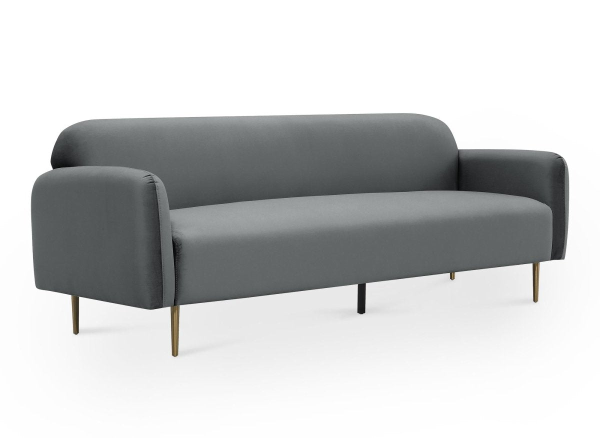 Canapé fixe 3 places en velours gris MARILYNE - DécoInParis