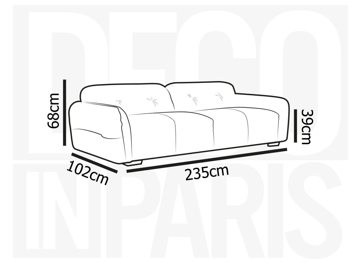 Canapé fixe 3 places en velours gris PICASSO - DécoInParis