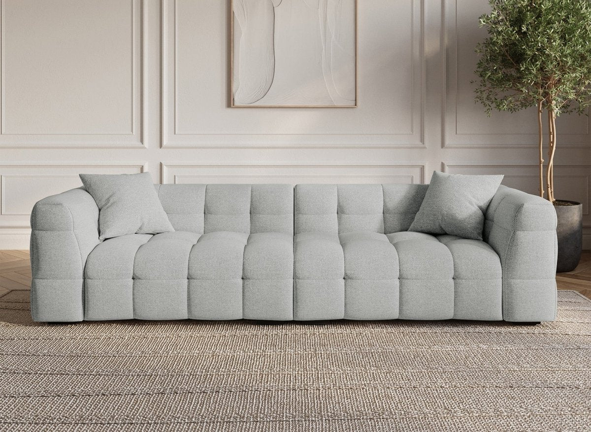 Canapé fixe 4 places en tissu gris BELLA - DécoInParis