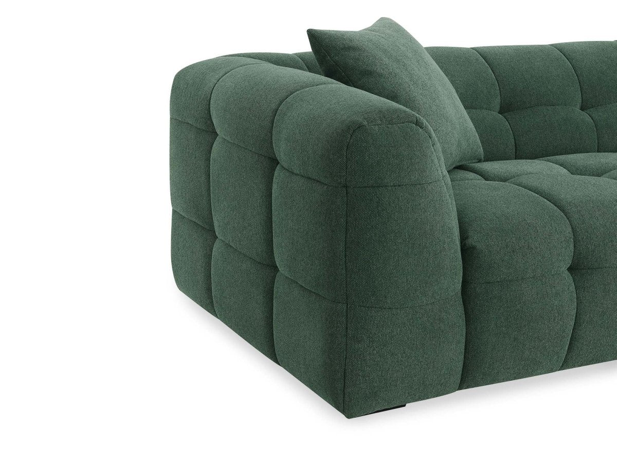 Canapé fixe 4 places en tissu vert BELLA - DécoInParis