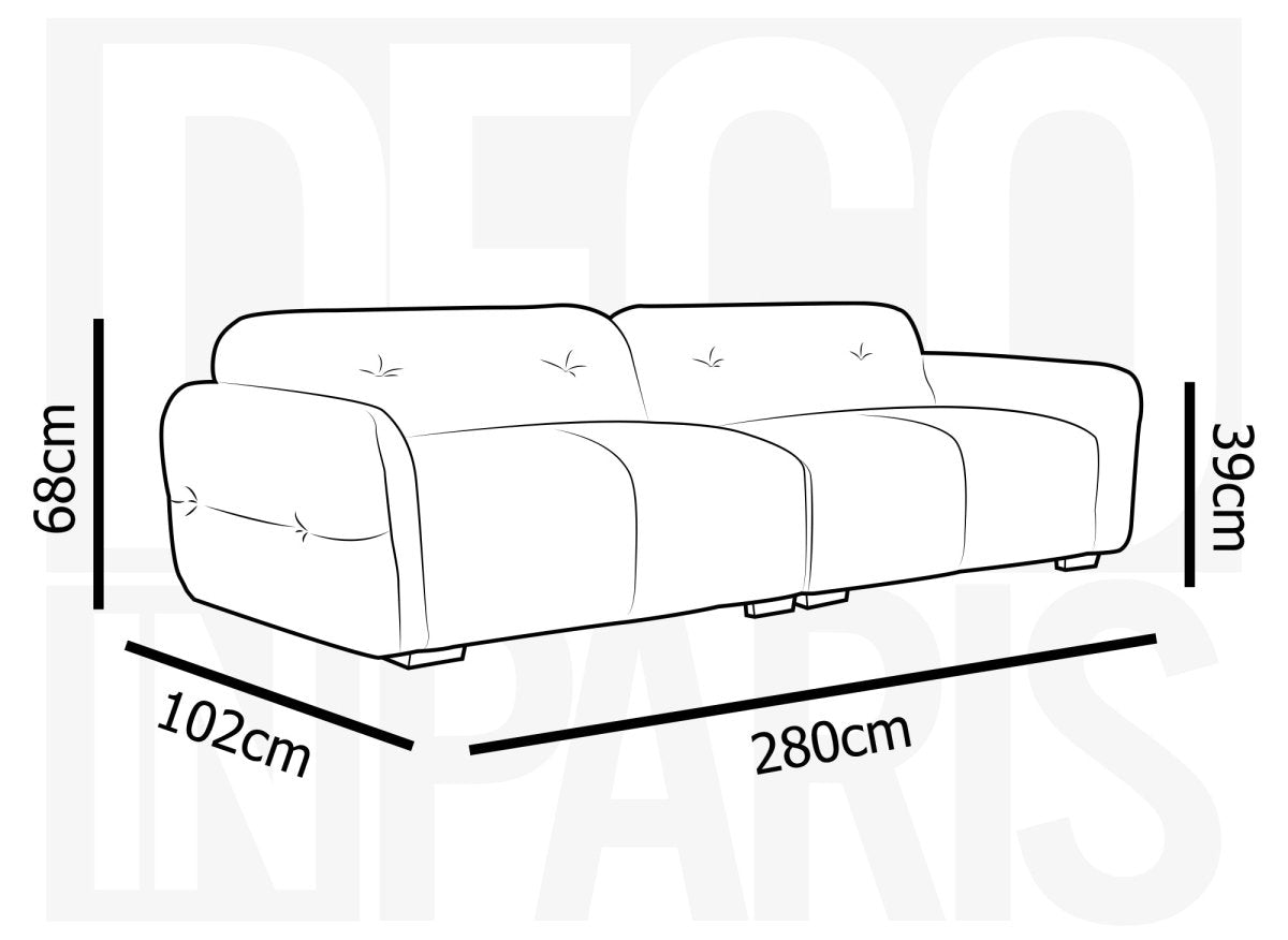 Canapé fixe 4 places en velours gris PICASSO - DécoInParis