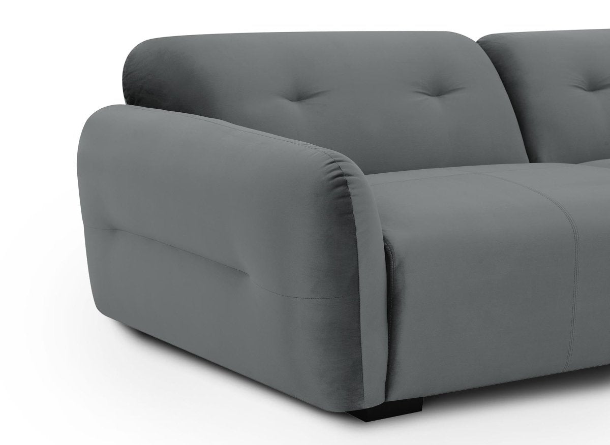 Canapé fixe 4 places en velours gris PICASSO - DécoInParis