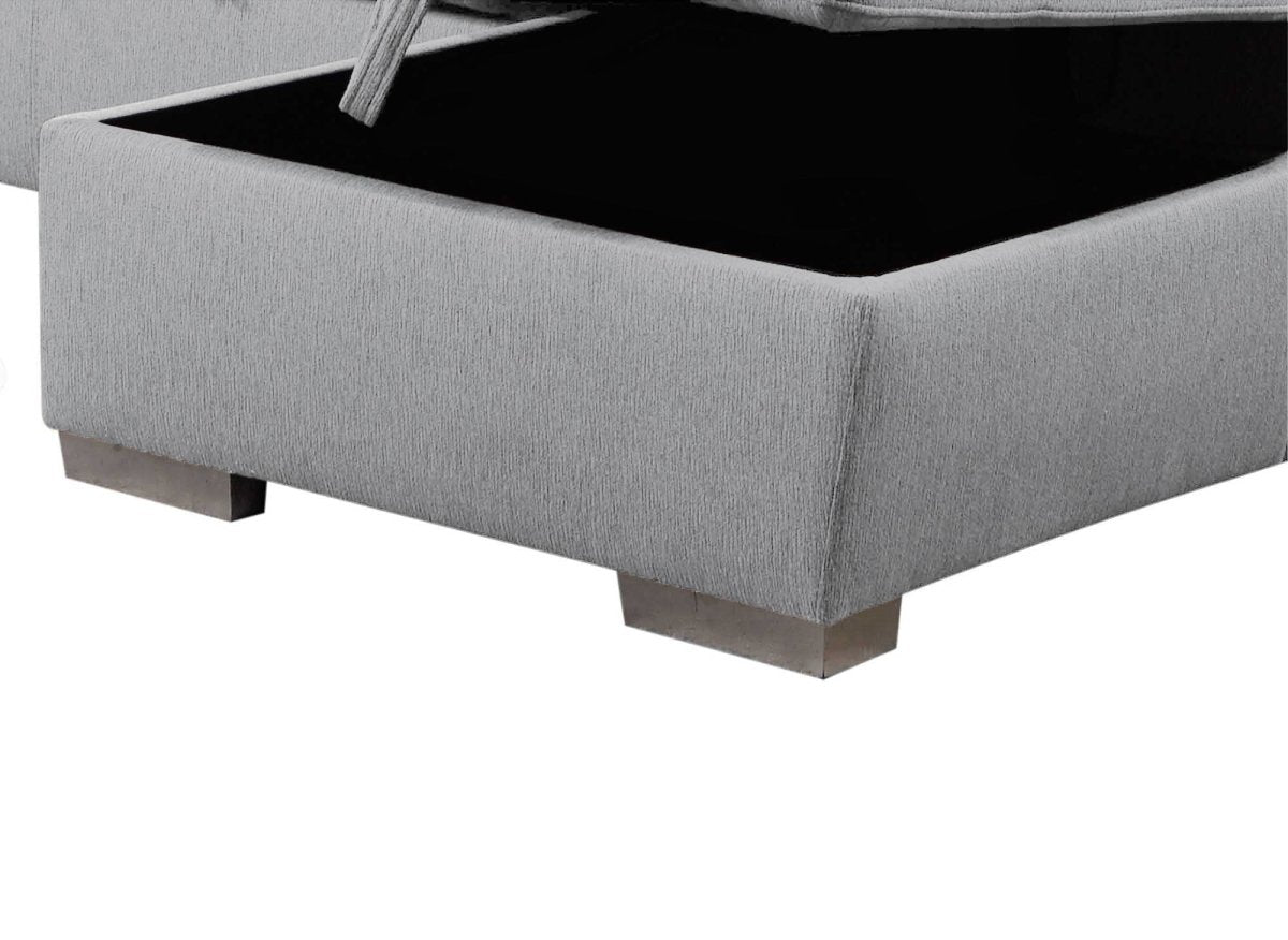 Canapé panoramique convertible coffre de rangement en tissu gris GAELLE - Angle Droit - DécoInParis