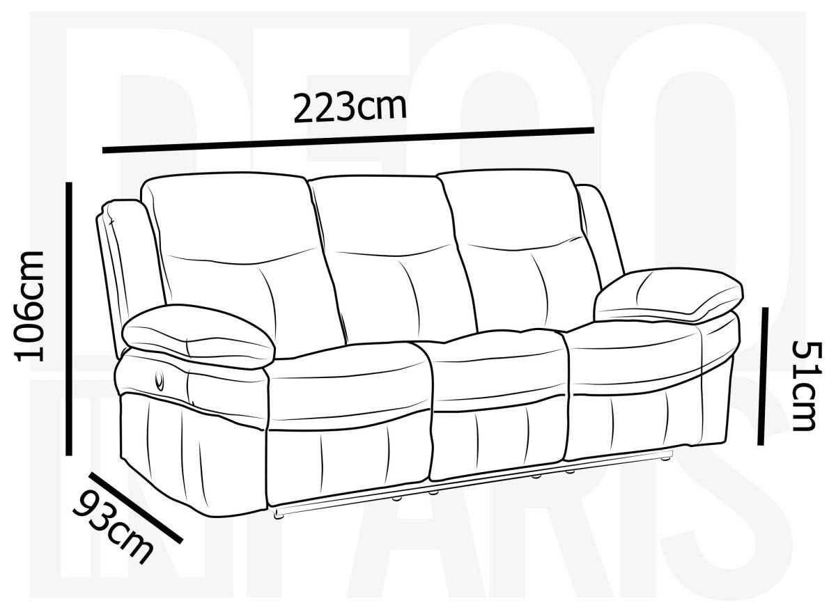 Canapé relax électrique 3 places en tissu microfibre marron ALFRED - DécoInParis