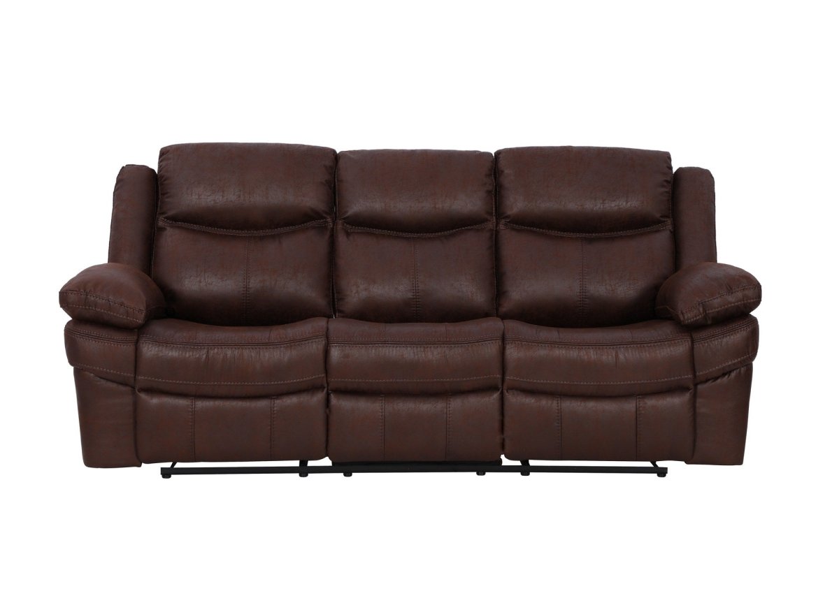 Canapé relax électrique 3 places en tissu microfibre marron ALFRED - DécoInParis