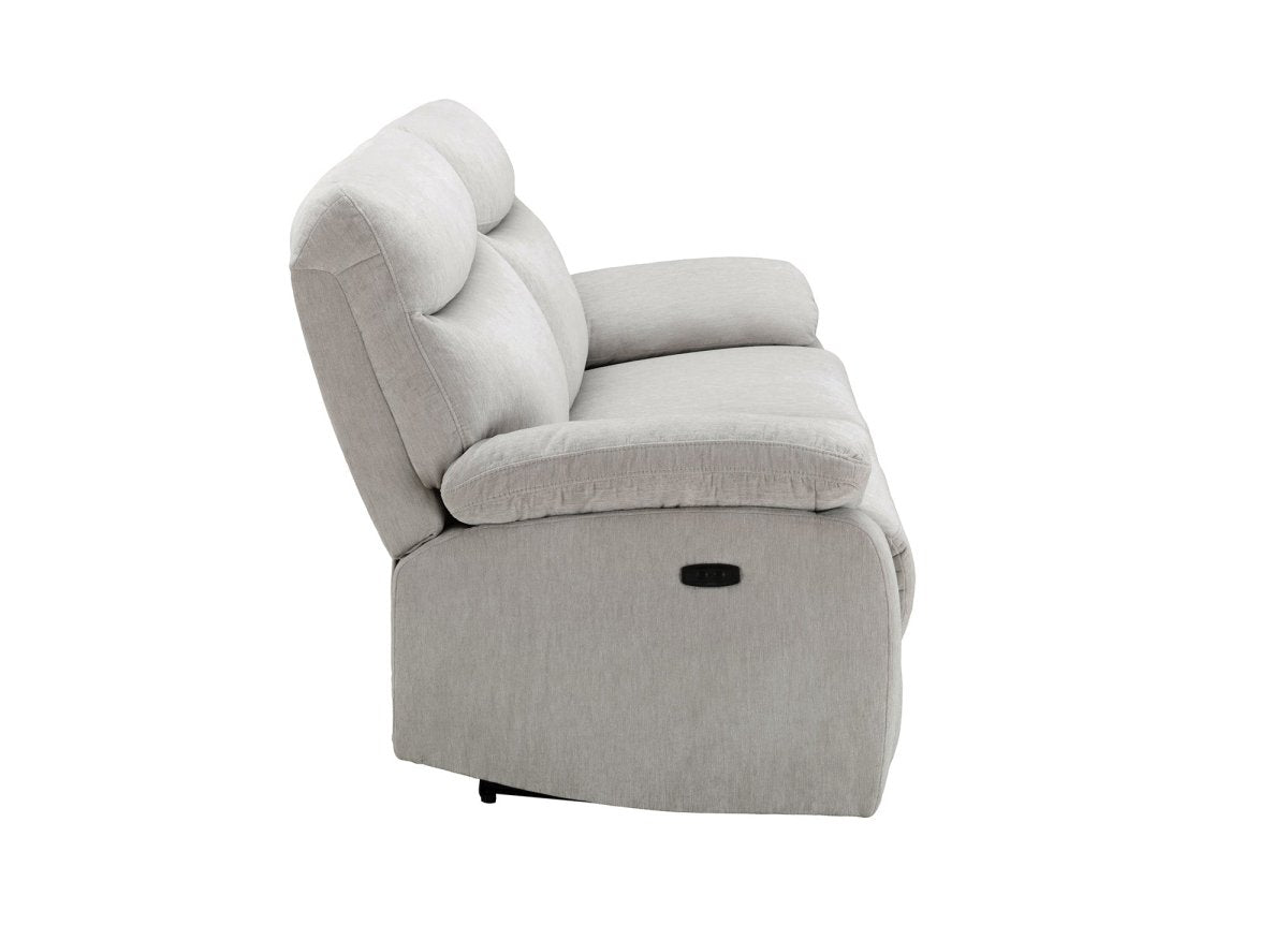 Canapé relax électrique 3 places en velours chiné beige KENDRA - DécoInParis