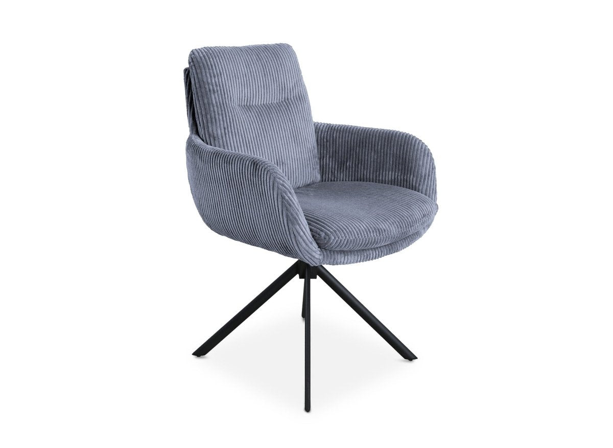 Chaise design avec accoudoirs en velours côtelé gris LOLA - DécoInParis