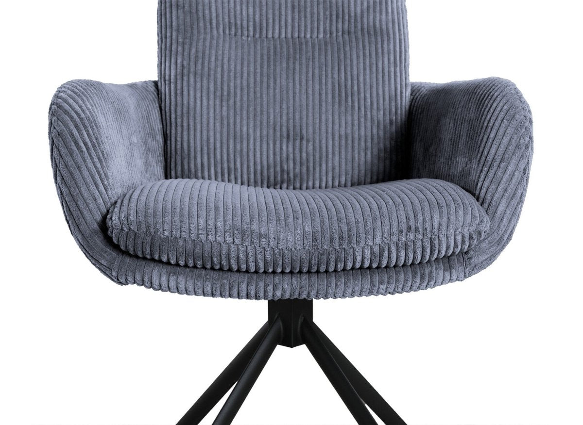 Chaise design avec accoudoirs en velours côtelé gris LOLA - DécoInParis