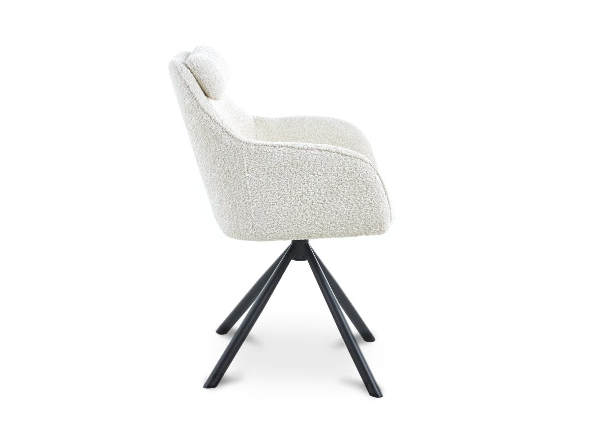 Chaise pivotante avec accoudoirs effet peau de mouton beige AGNES - DécoInParis