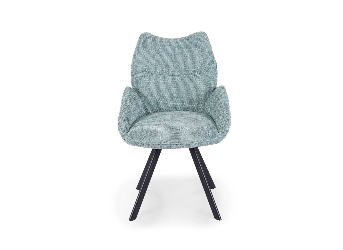 Chaise pivotante avec accoudoirs en tissu vert d'eau TALIA - DécoInParis
