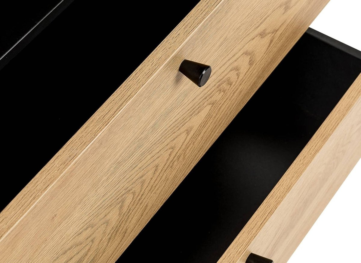 Commode 2 tiroirs en bois clair et métal noir SOHANE - DécoInParis