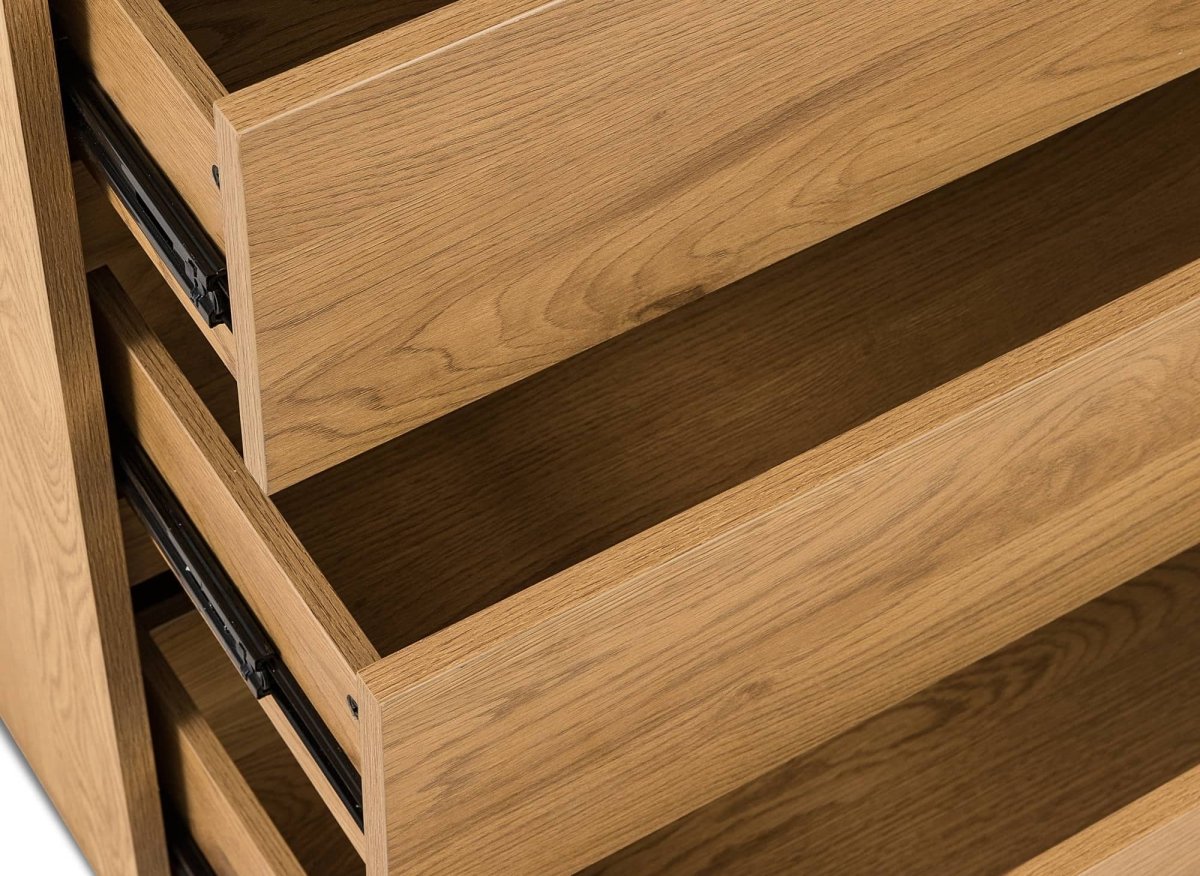 Commode 4 tiroirs en bois couleur chêne SACHA - DécoInParis