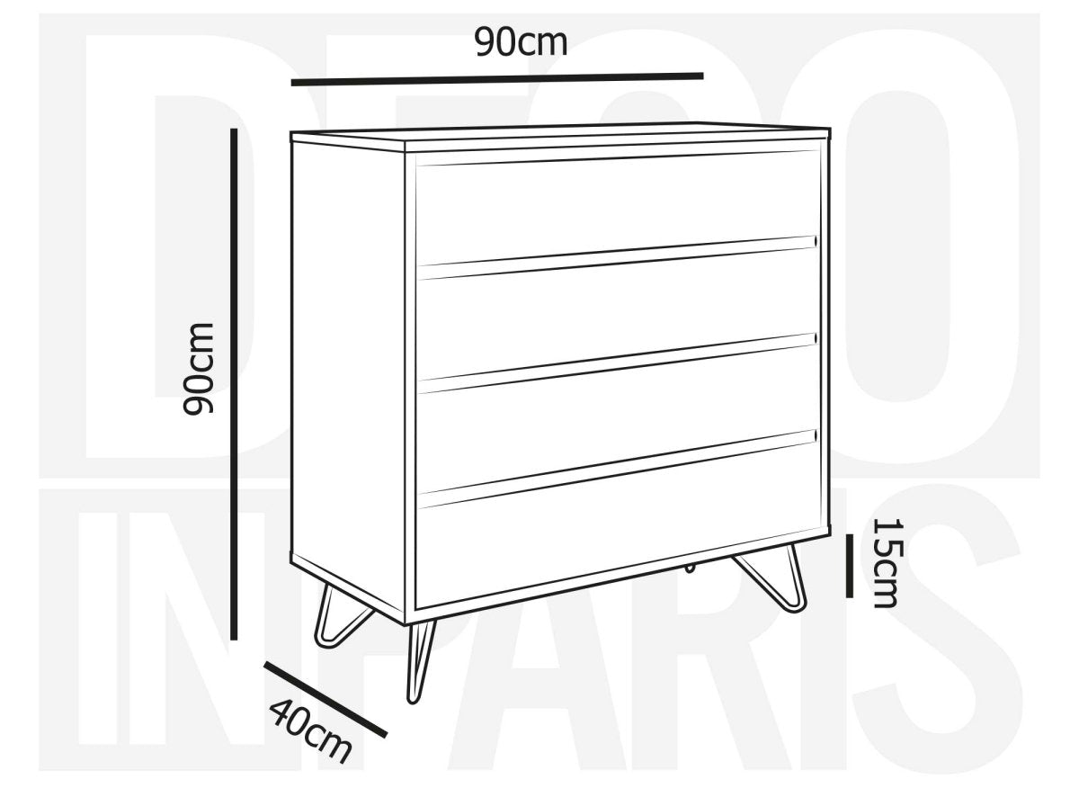 Commode 4 tiroirs en bois DARINA - DécoInParis
