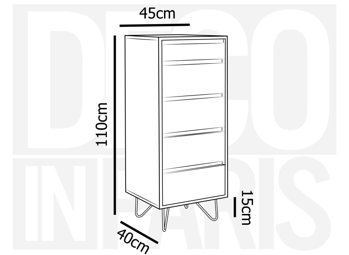 Commode en bois 4 tiroirs avec coiffeuse intégrée DARINA - DécoInParis