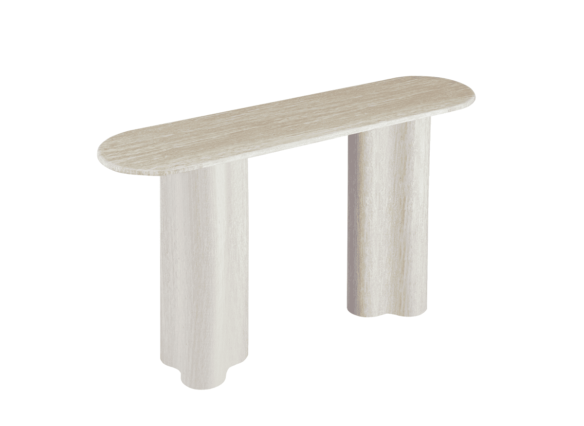 Console en marbre composite beige pieds forme organique VANINA - DécoInParis