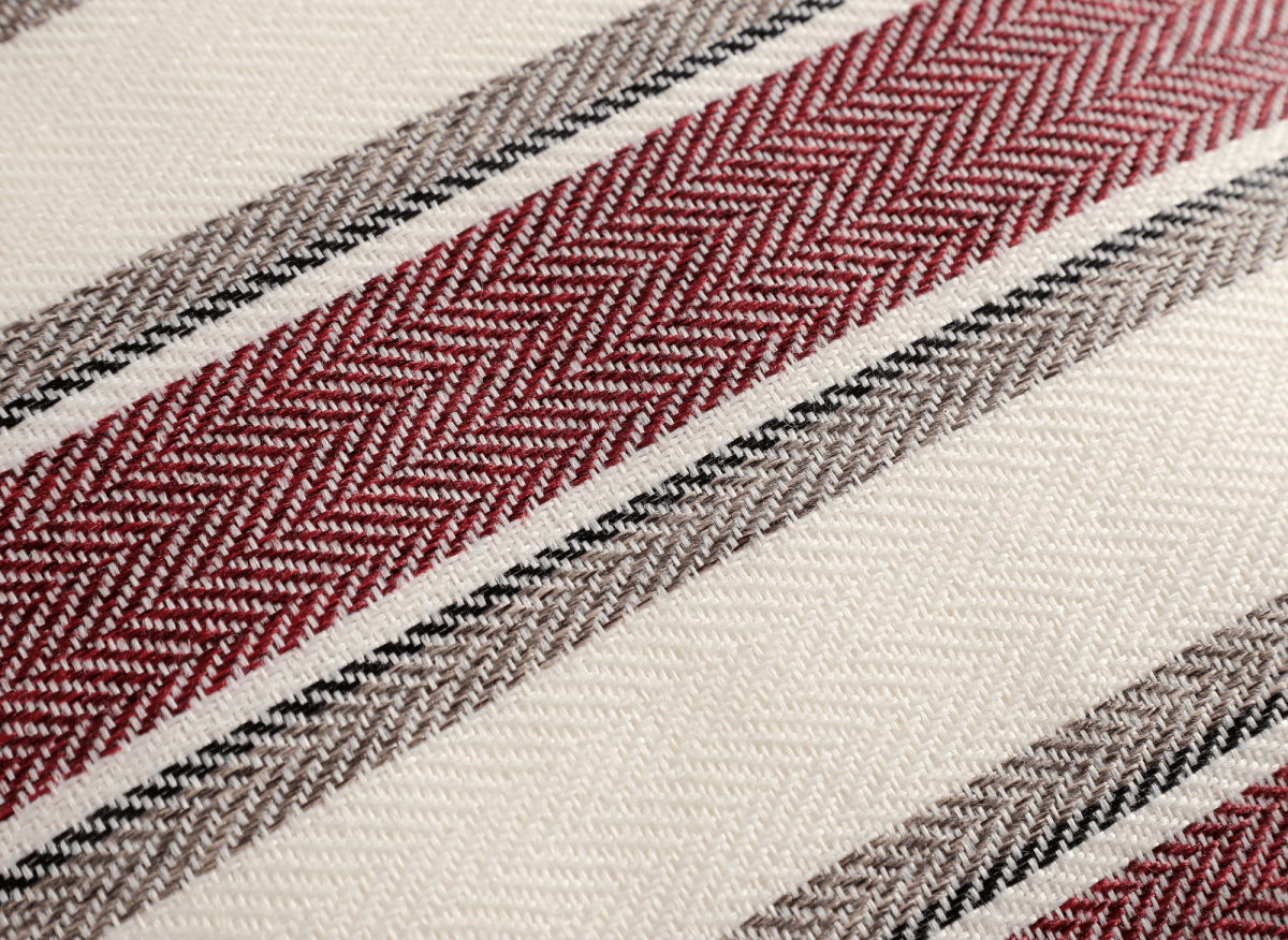 Coussin beige et rouge à rayures 45x45 cm RIVIERA - DécoInParis