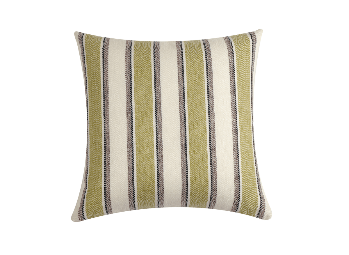 Coussin beige et vert à rayures 45x45 cm RIVIERA - DécoInParis