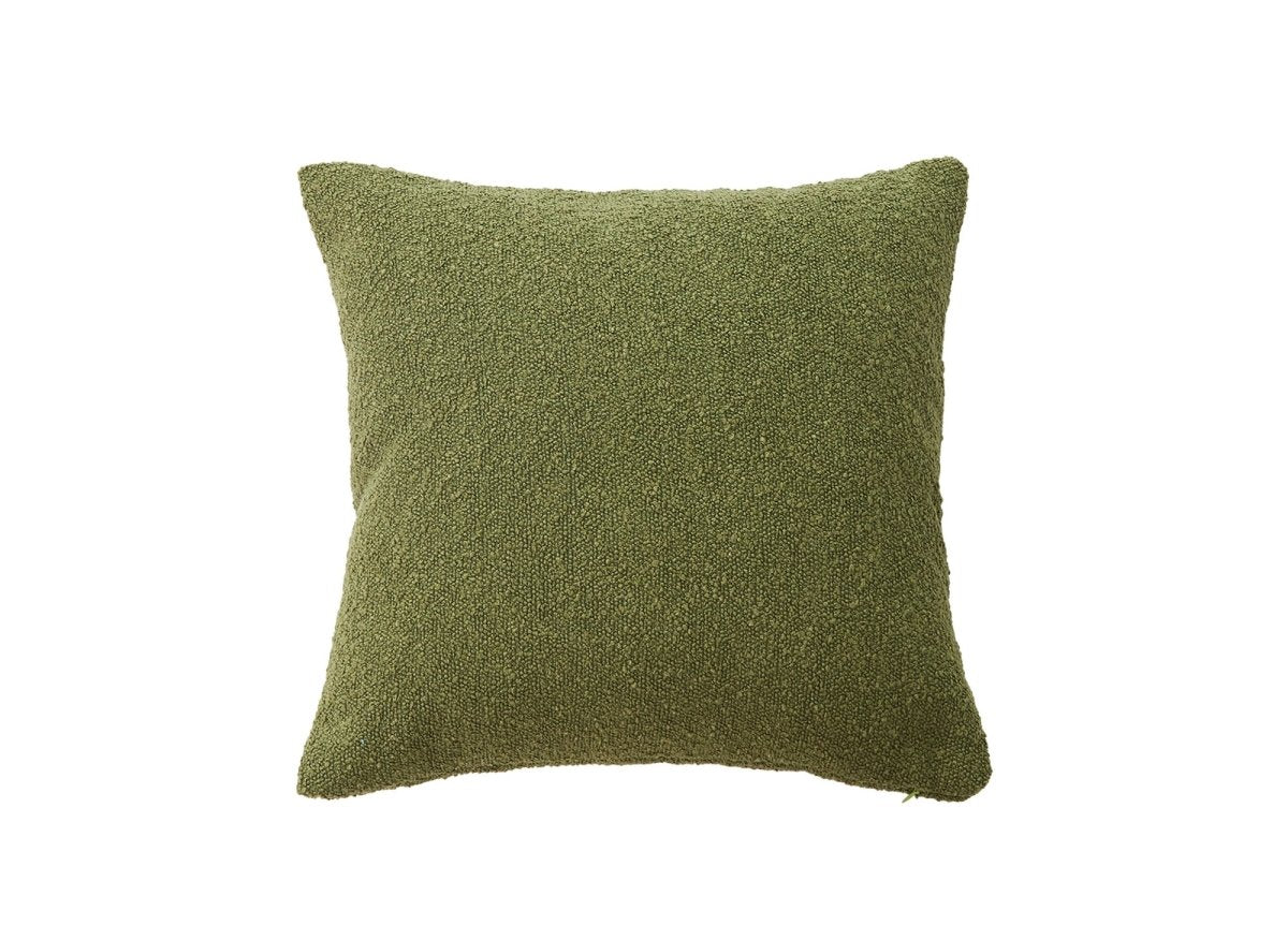 Coussin carré 45x45 cm en tissu effet peau de mouton vert olive EDEN - DécoInParis