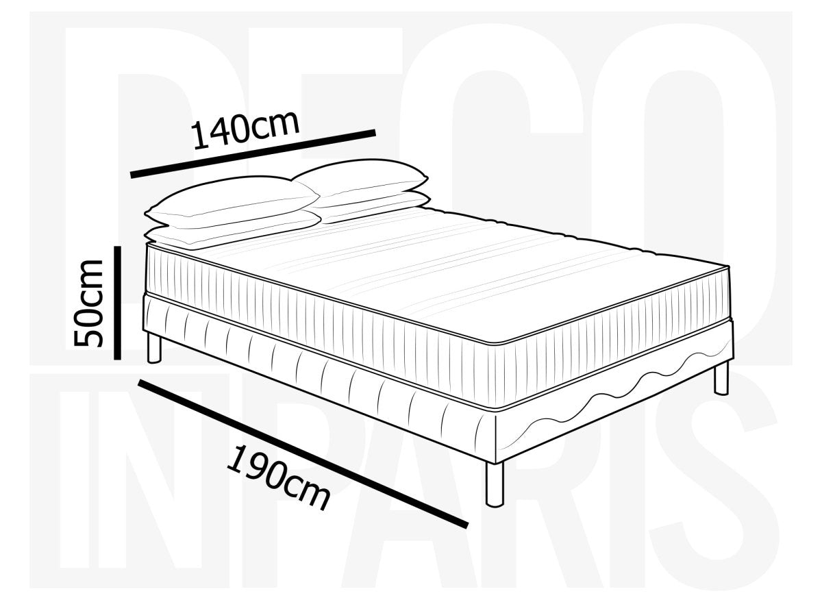 Ensemble 140x190 sommier tapissier + Matelas en mousse 20 cm - AWAN - DécoInParis