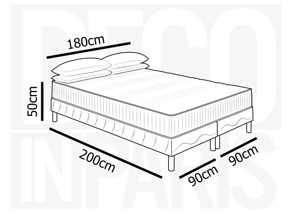 Ensemble 180x200 sommier tapissier + Matelas en mousse 20 cm - AWAN - DécoInParis