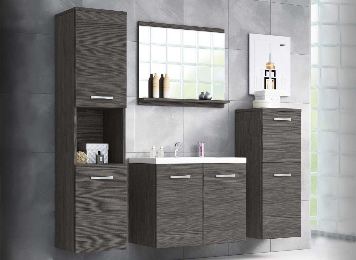 Ensemble meubles salle de bain design suspendu - Wengé ALBY - DécoInParis