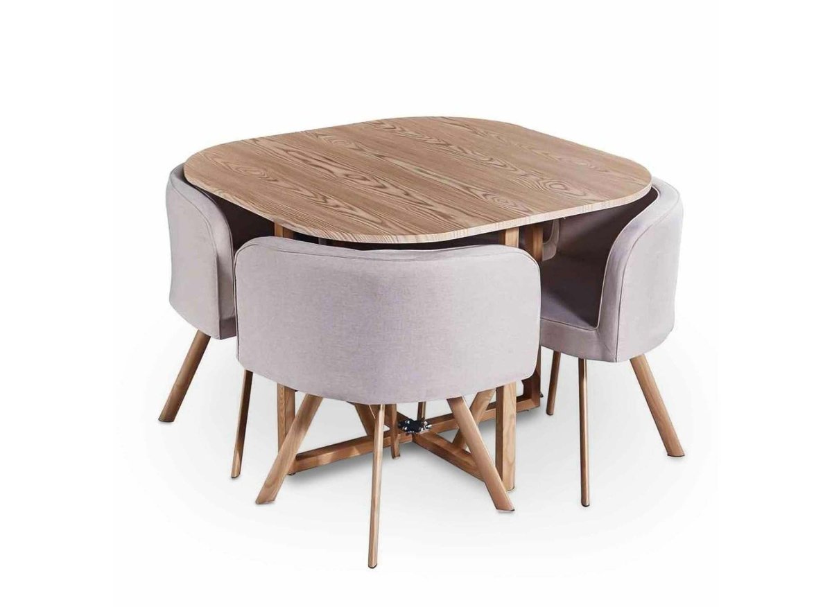 Ensemble table + 4 chaises encastrables beige FLEN - DécoInParis