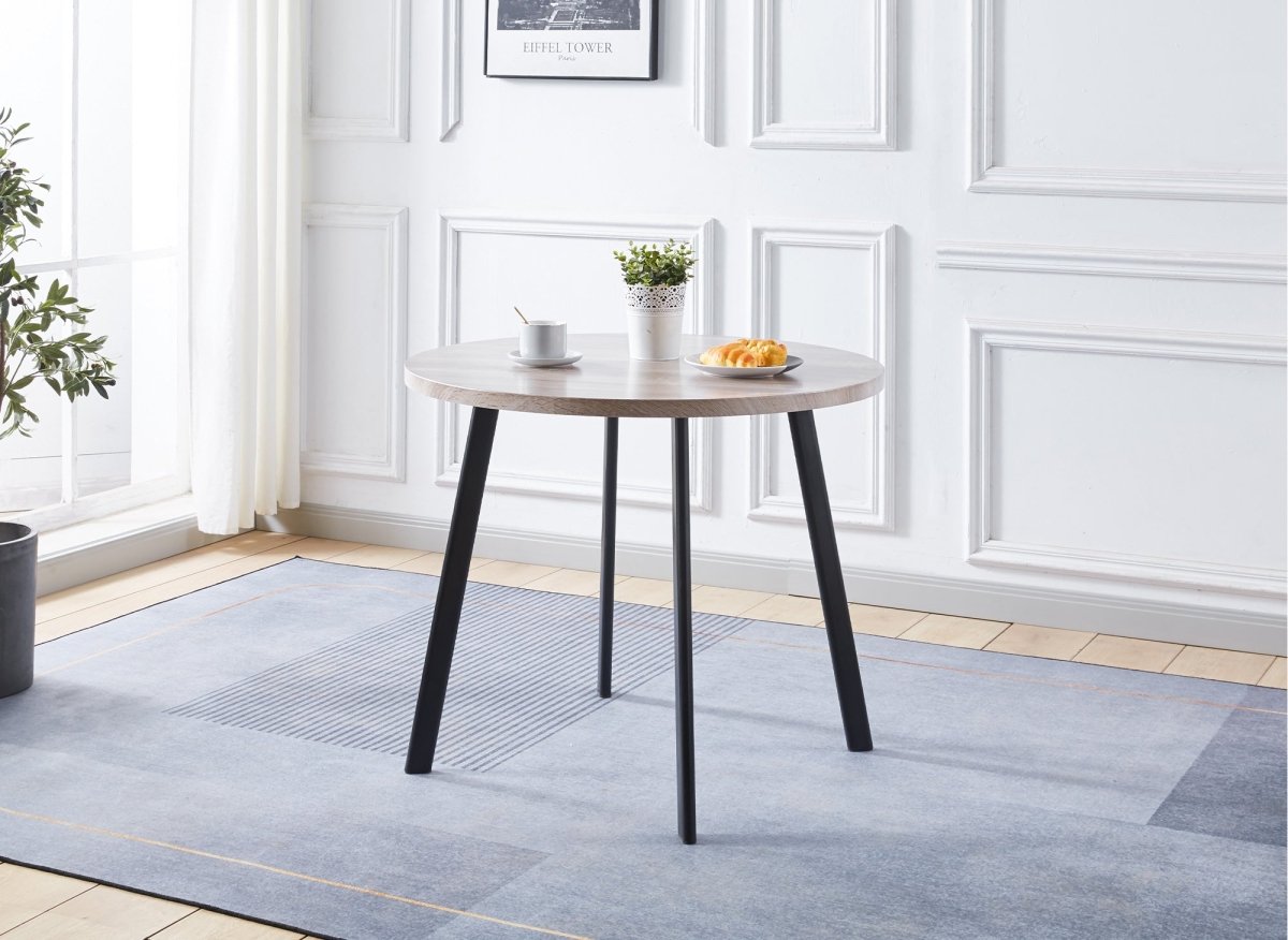 Ensemble table à manger en bois gris clair avec 4 tabourets gris IRINA - DécoInParis