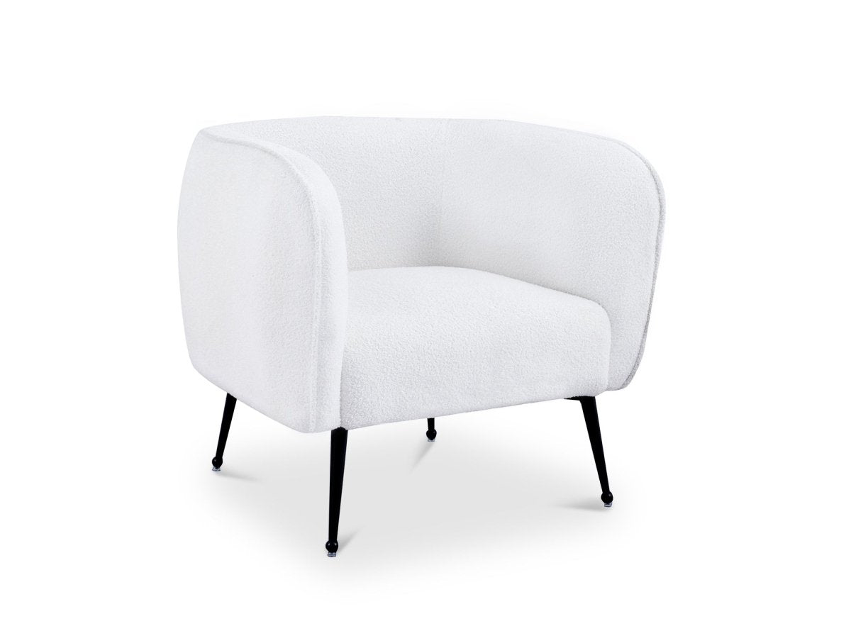 Fauteuil cabriolet tissu bouclette blanc PERRY - DécoInParis