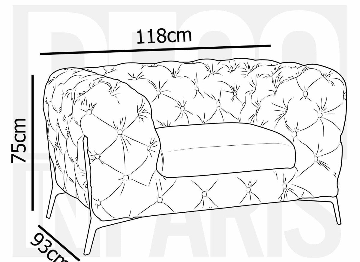 Fauteuil capitonné chesterfield velours bleu CARMEN - DécoInParis