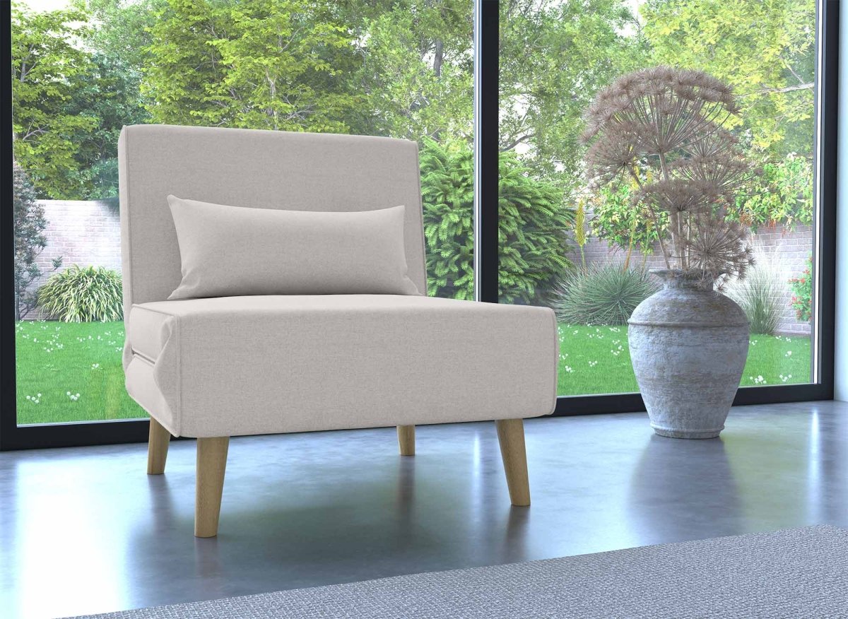 Fauteuil convertible en tissu beige TONKA - DécoInParis