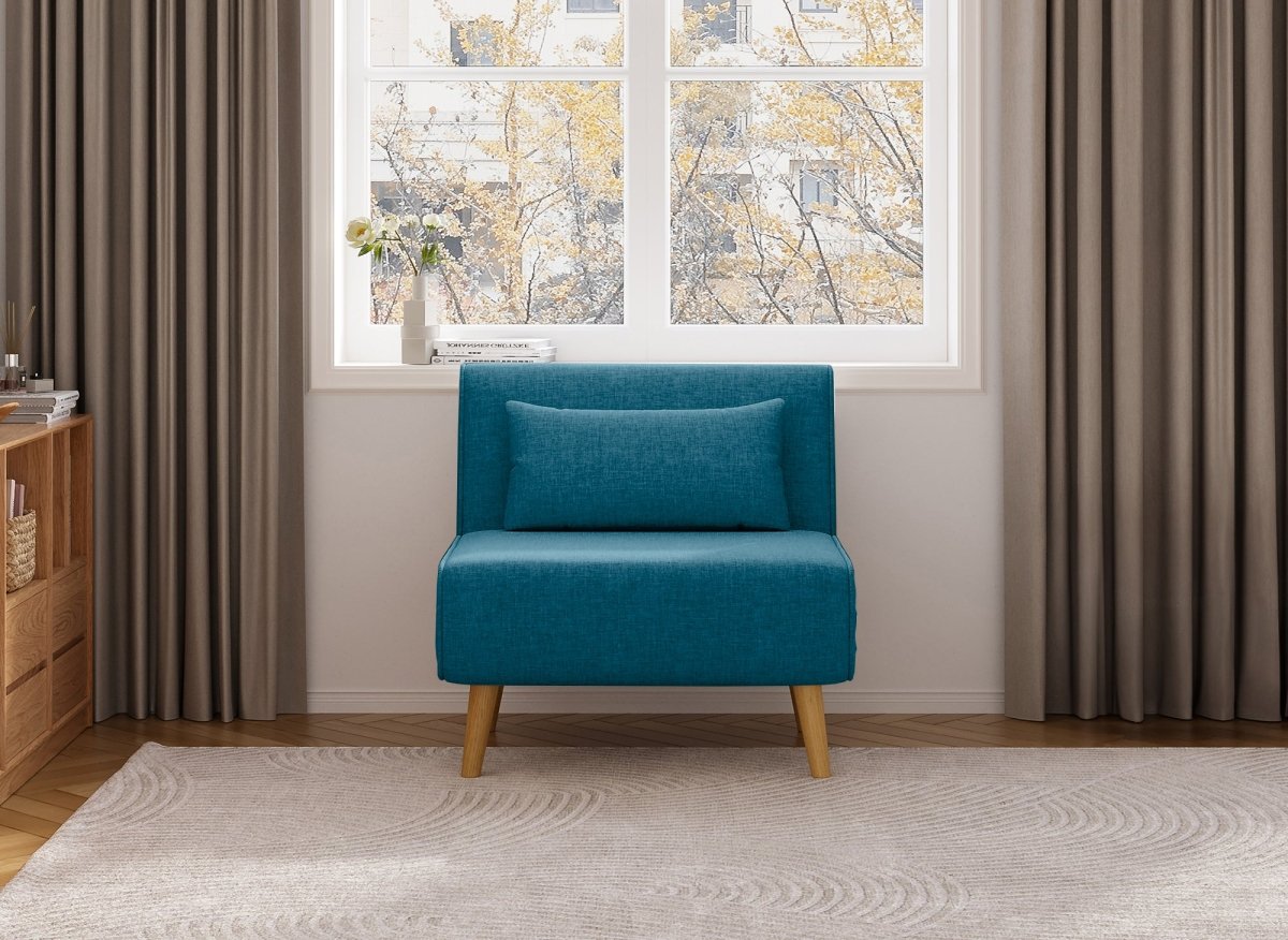 Fauteuil convertible en tissu bleu TONKA - DécoInParis