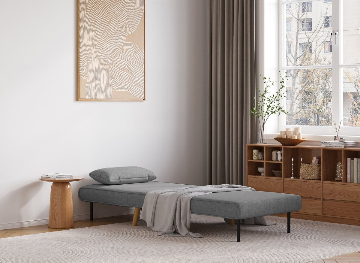 Fauteuil convertible en tissu gris TONKA - DécoInParis