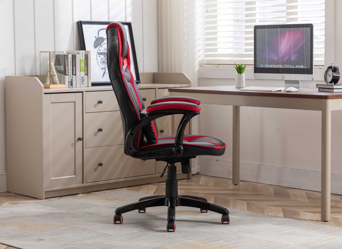 Fauteuil de bureau gaming en simili cuir noir et rouge ZONA - DécoInParis