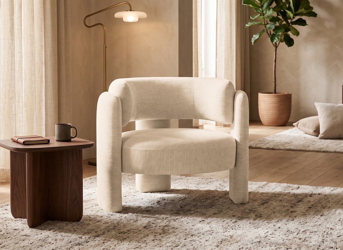 Fauteuil design en velours beige DENZEL - DécoInParis