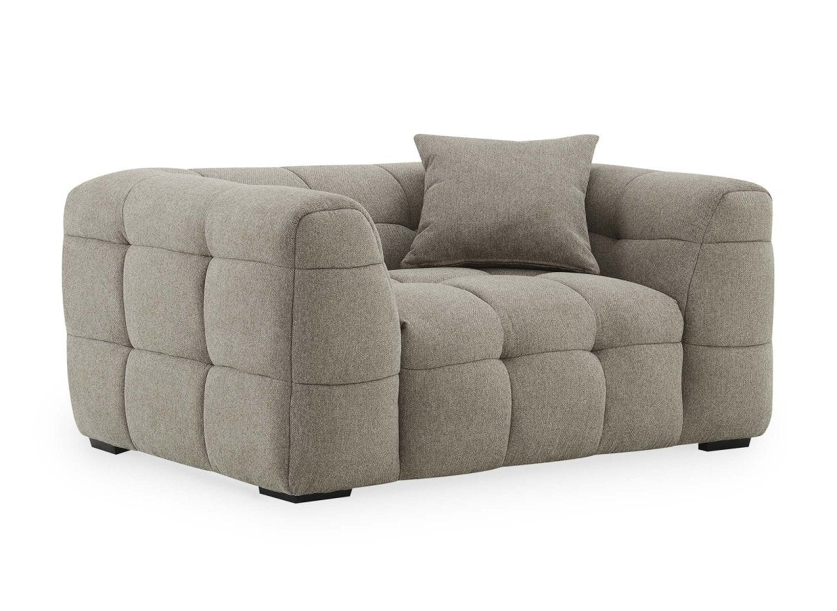 Fauteuil en tissu taupe BELLA - DécoInParis