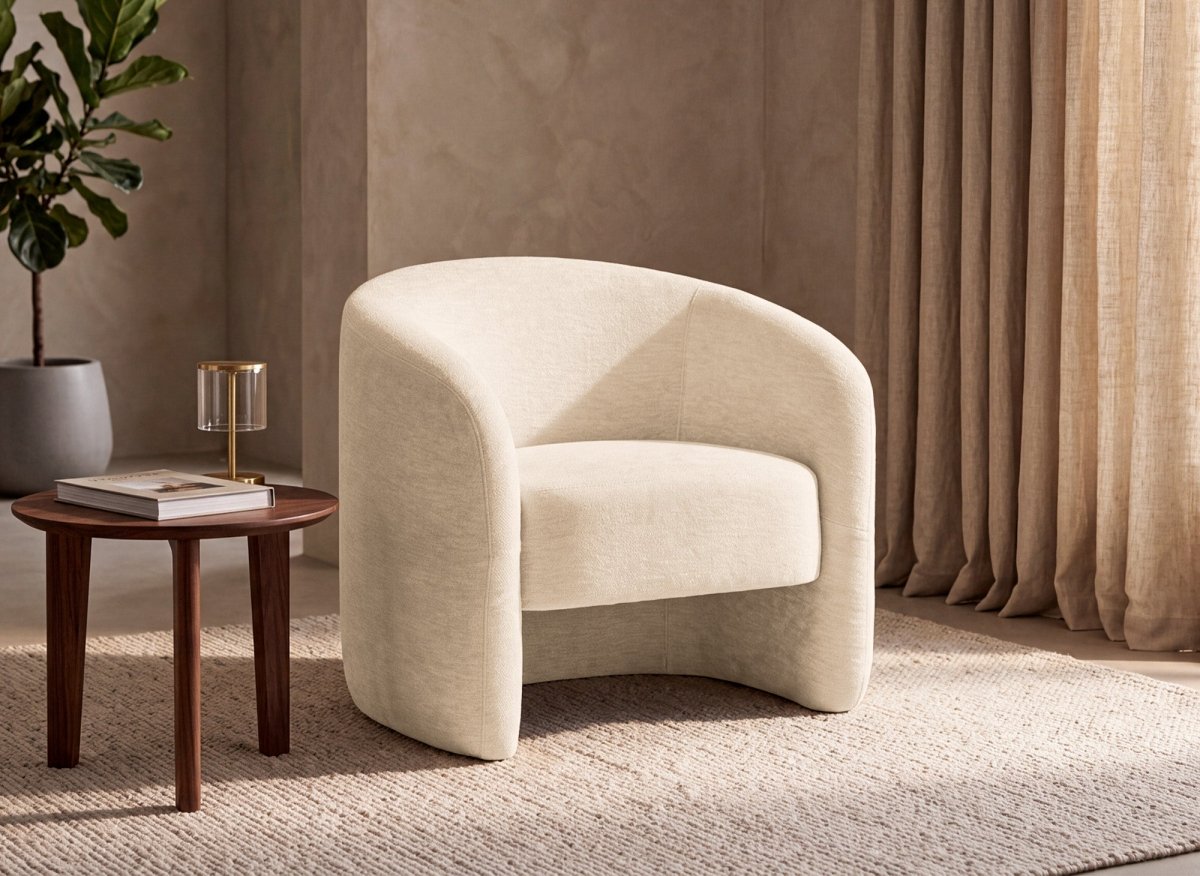 Fauteuil en velours beige OXFORD - DécoInParis