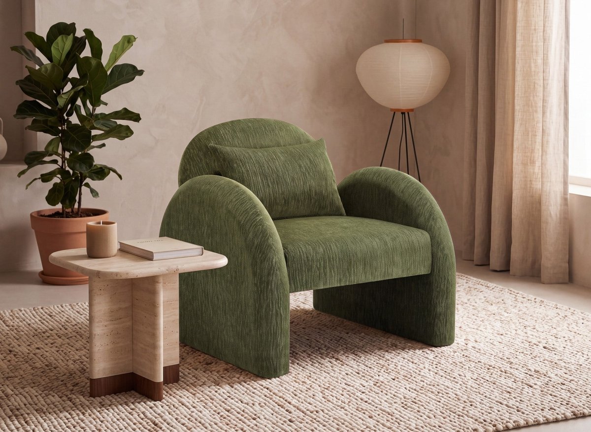 Fauteuil en velours vert VOLTAIRE - DécoInParis