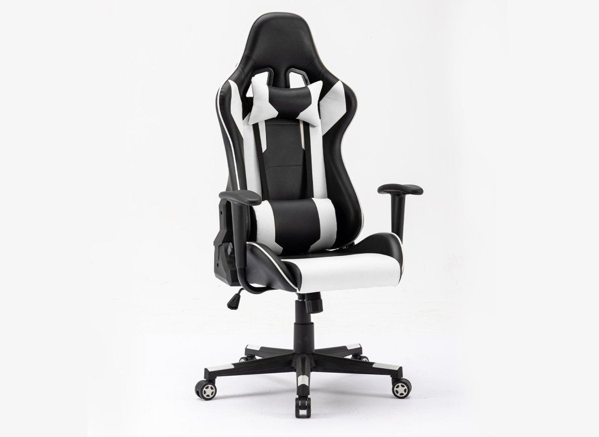 Fauteuil gaming en simili cuir noir et blanc LYHAM - DécoInParis
