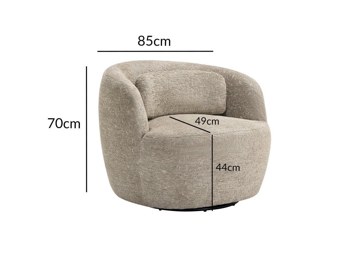 Fauteuil pivotant en bouclette taupe OLIPA - DécoInParis