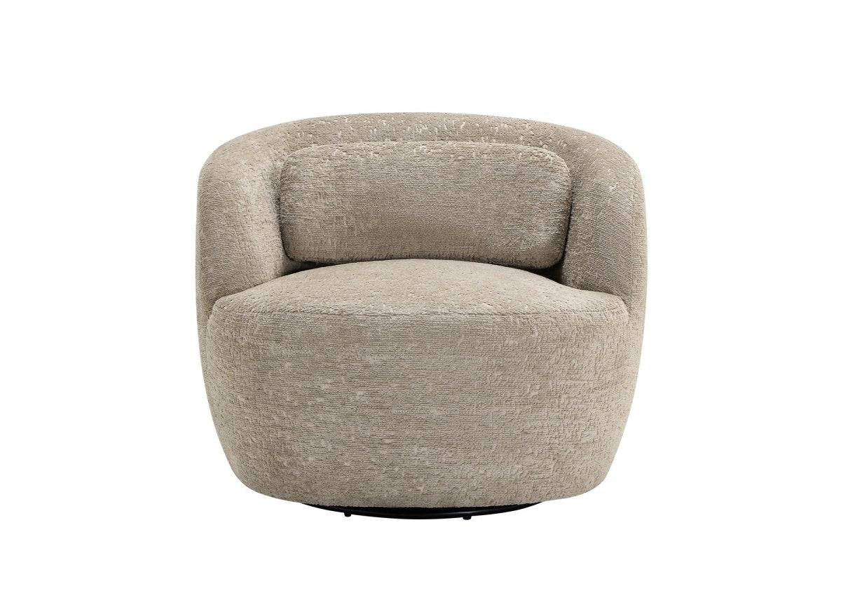 Fauteuil pivotant en bouclette taupe OLIPA - DécoInParis