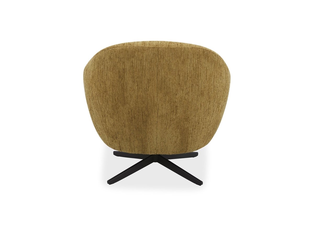 Fauteuil pivotant en velours chiné jaune moutarde ALEZIO - DécoInParis