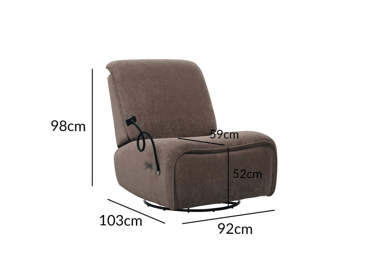 Fauteuil relax électrique en tissu à poils doux taupe PAOLO - DécoInParis