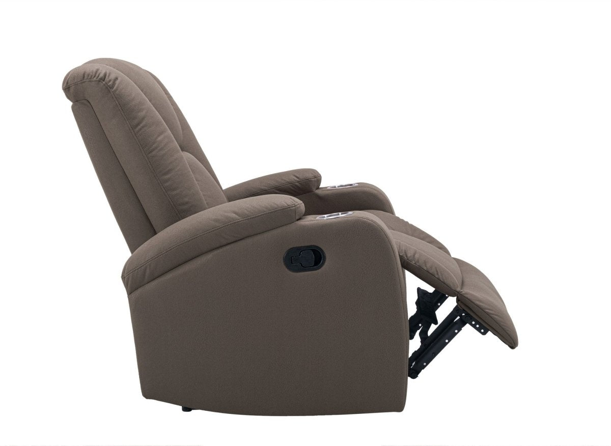 Fauteuil relax en tissu en microfibre marron CLARENCE - DécoInParis