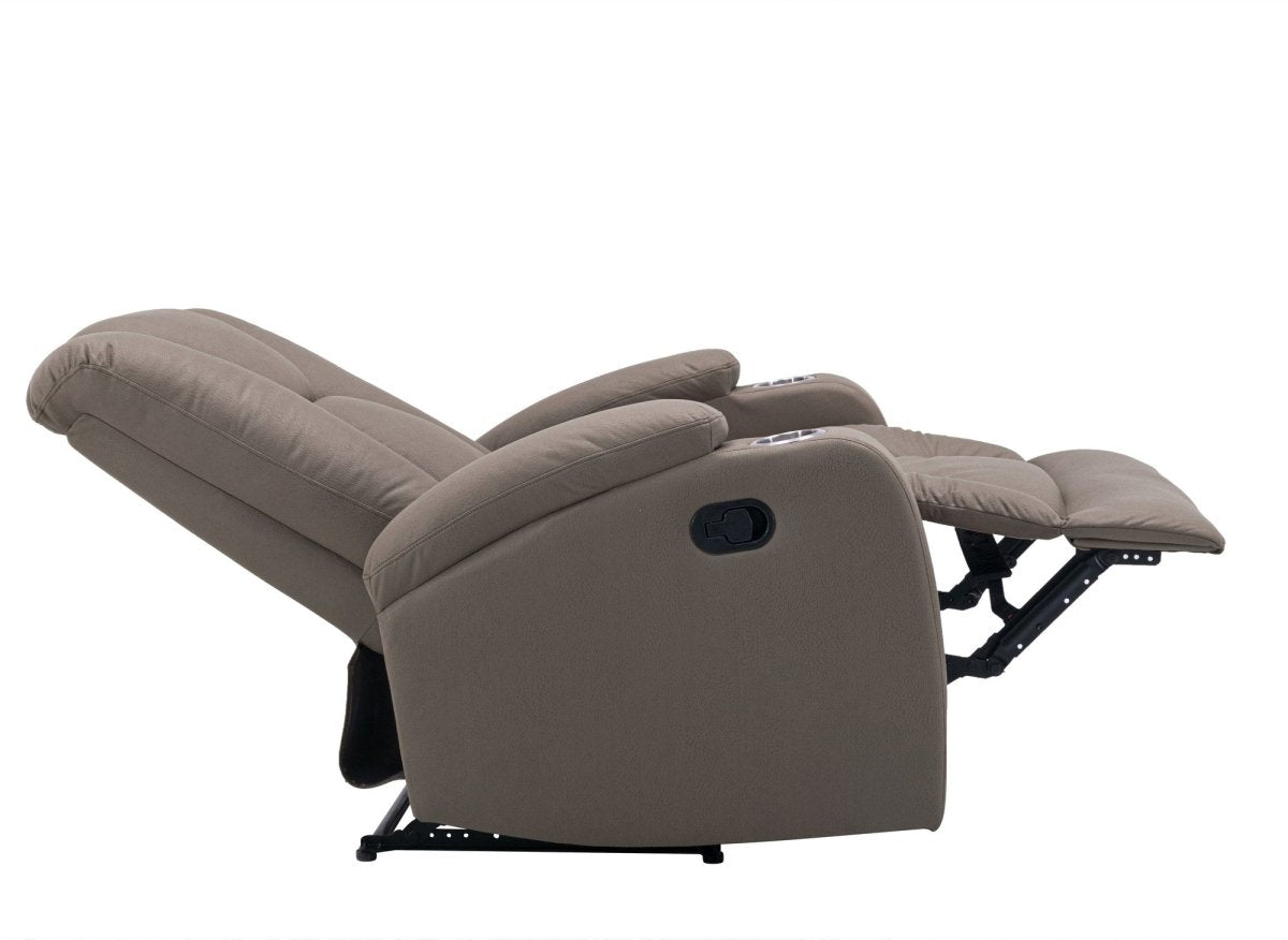 Fauteuil relax en tissu en microfibre marron CLARENCE - DécoInParis