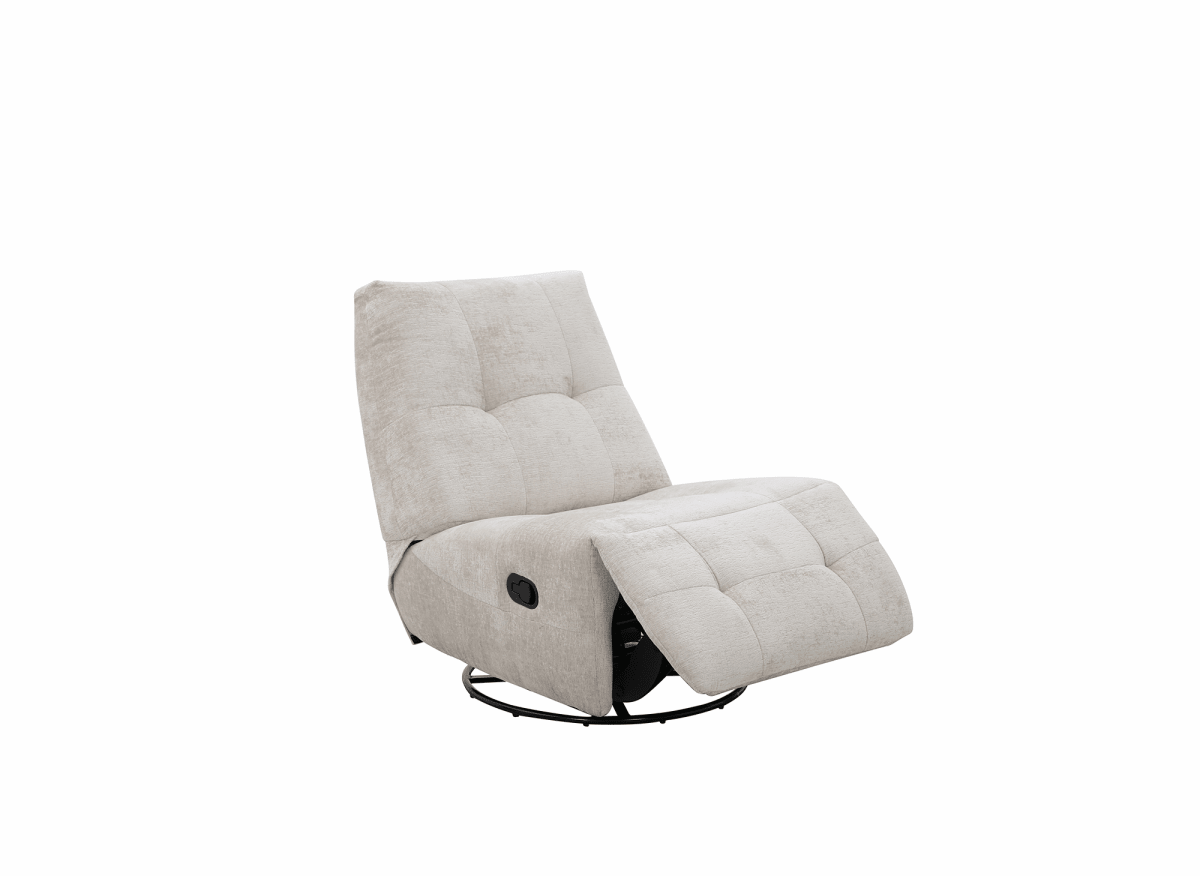 Fauteuil relax pivotant en velours chiné beige LISON - DécoInParis