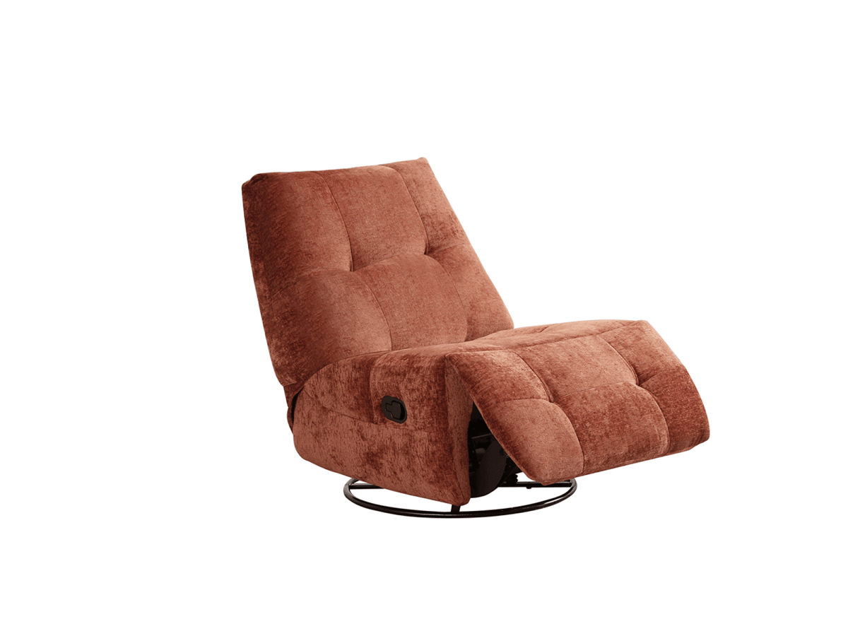 Fauteuil relax pivotant en velours chiné terracotta LISON - DécoInParis