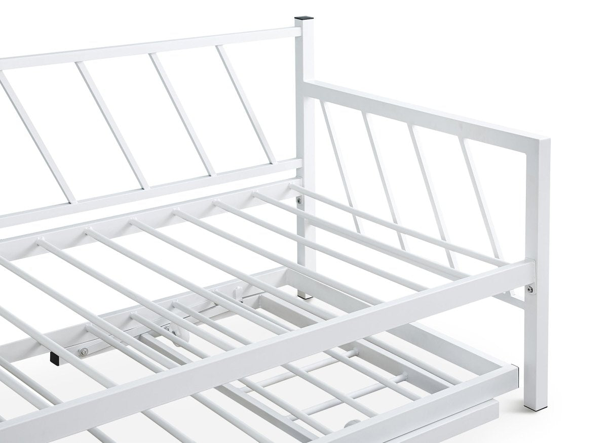 Lit banquette gigogne en métal blanc TORRY 90 x 190 cm - DécoInParis