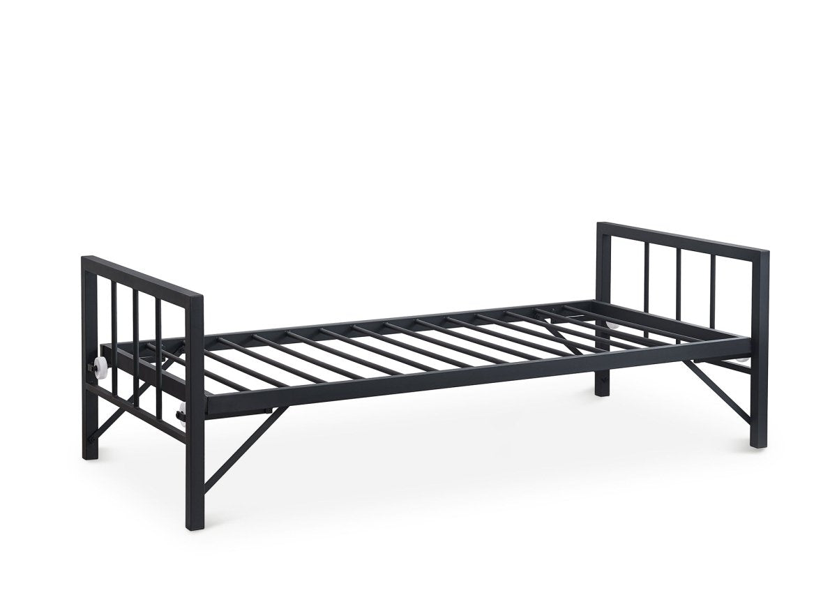 Lit banquette gigogne en métal noir TORRY 90 x 190 cm - DécoInParis